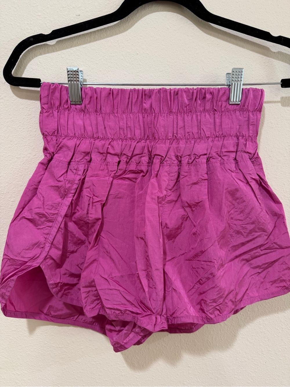 FP Movement by Free People High-Waist Ruched Magenta Athletic Shorts
